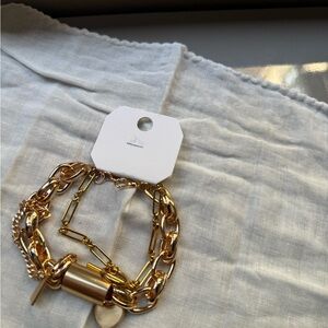 Gold Chain Bracelets with Heart Charm